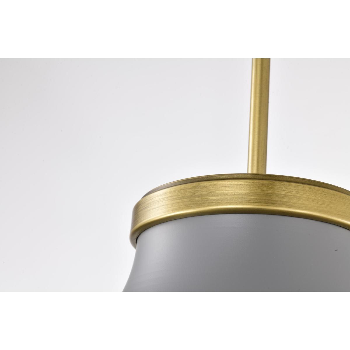 Lafayette 14 in. Pendant Light Matte Gray and Natural Brass Finish - Bees Lighting