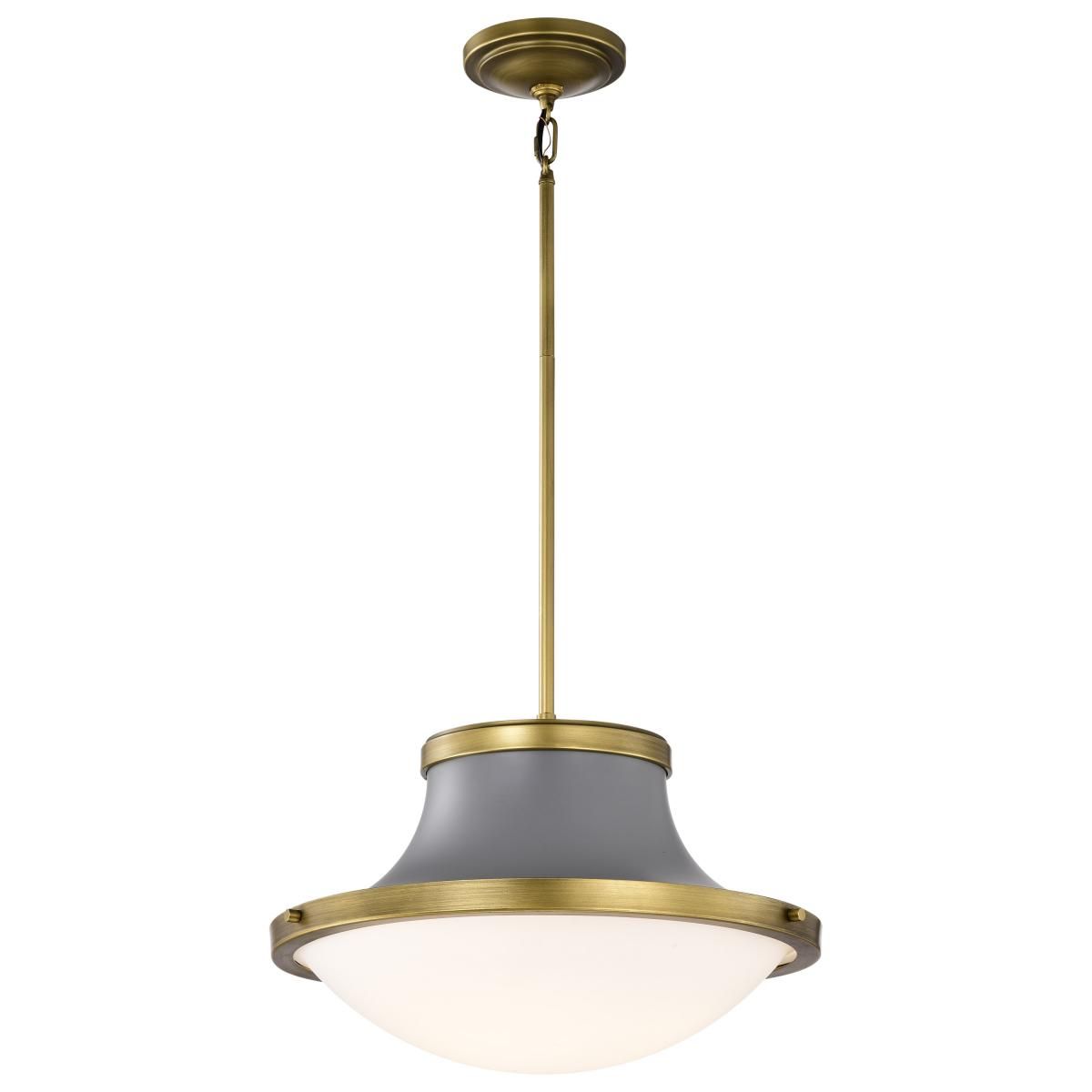 Lafayette Pendant Light, Natural Brass Accents, White Opal Glass - Bees Lighting