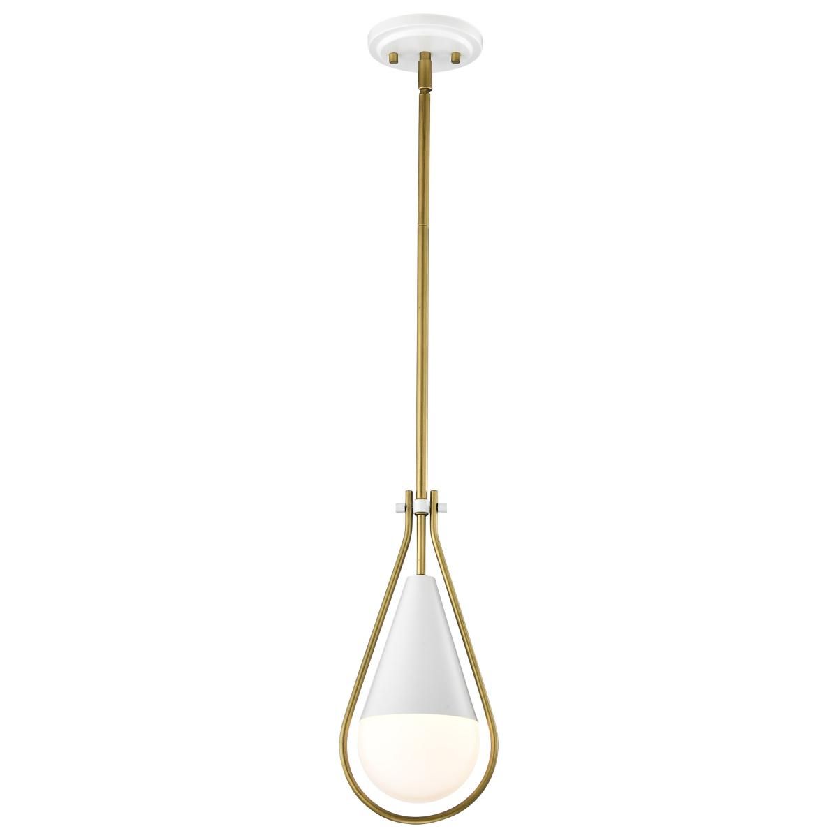 Admiral 1 Light Pendant Light, White Opal Glass