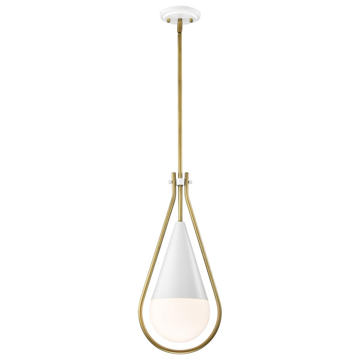 Admiral 1 Light Pendant Light, White Opal Glass