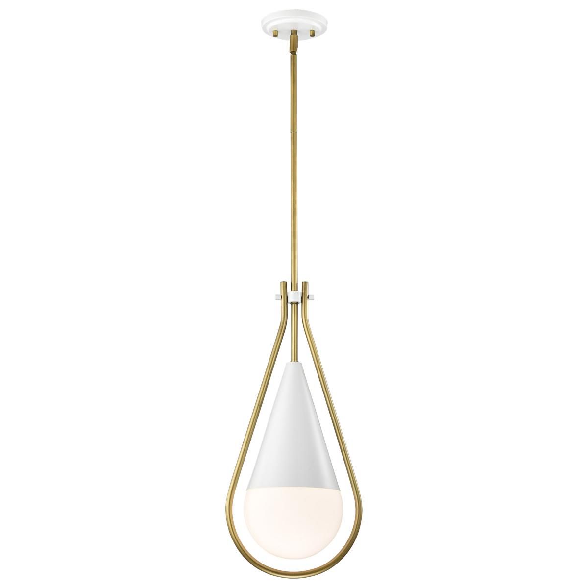 Admiral 10 in. Pendant Light Matte White and Natural Brass Finish