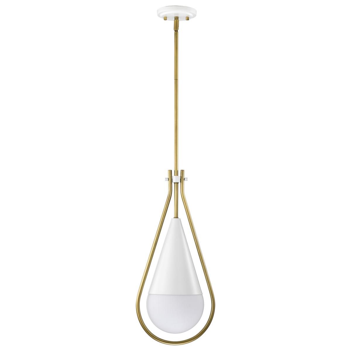 Admiral 10 in. Pendant Light Matte White and Natural Brass Finish - Bees Lighting