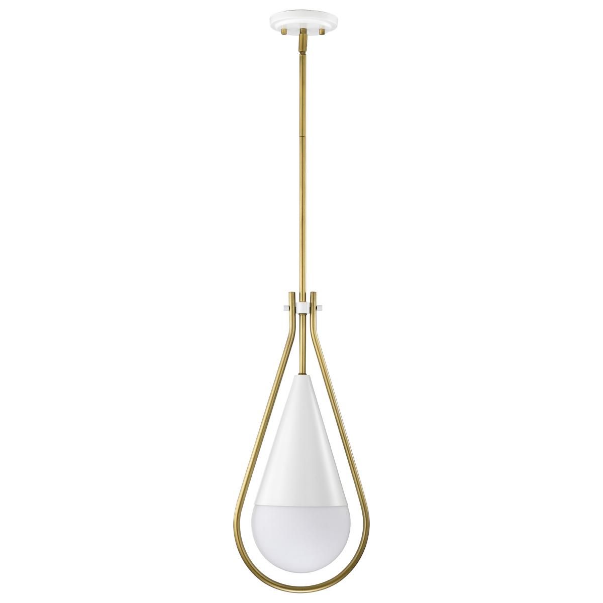 Admiral 10 in. Pendant Light Matte White and Natural Brass Finish