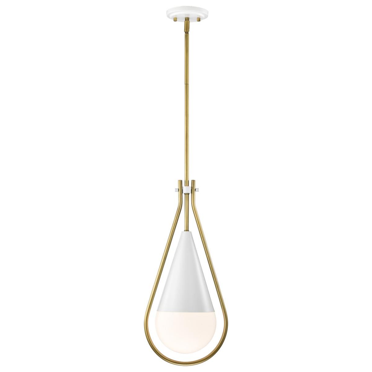 Admiral 10 in. Pendant Light Matte White and Natural Brass Finish - Bees Lighting