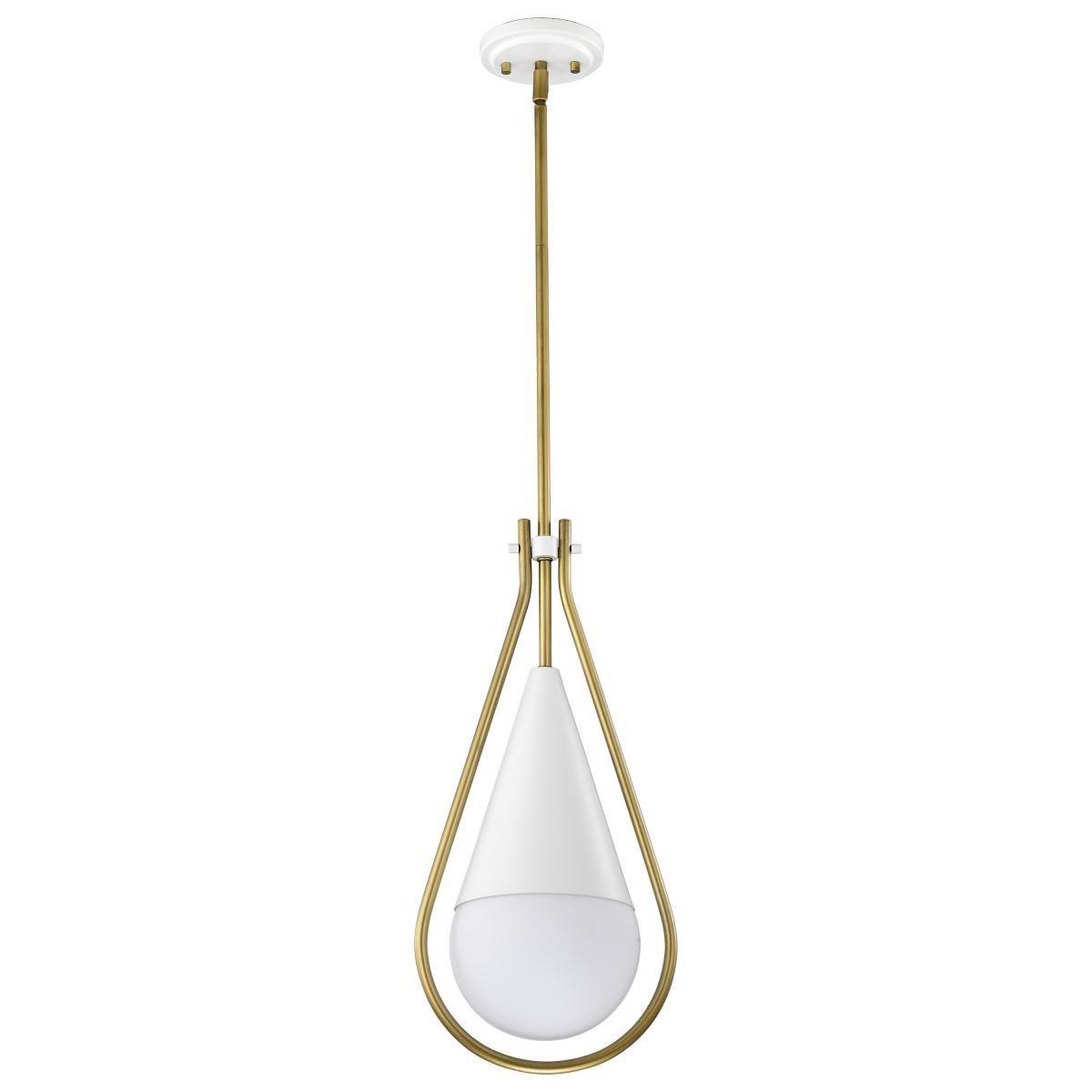 Admiral 10 in. Pendant Light Matte White and Natural Brass Finish
