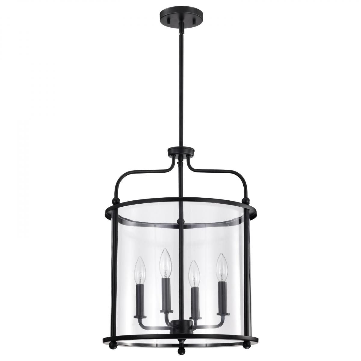 Yorktown 16 in. 4 lights Pendant Light Matte Black Finish - Bees Lighting