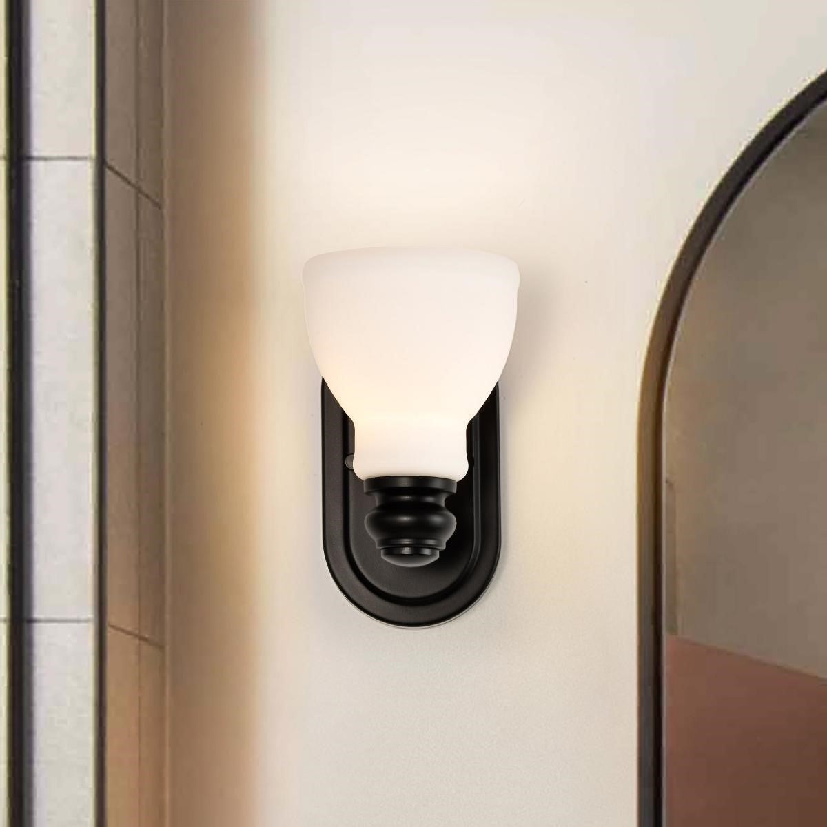Russel 8" Bathroom Vanity Light, Matte Black Finish - Bees Lighting