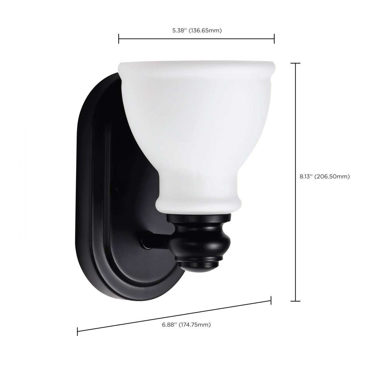 Russel 8" Bathroom Vanity Light, Matte Black Finish - Bees Lighting