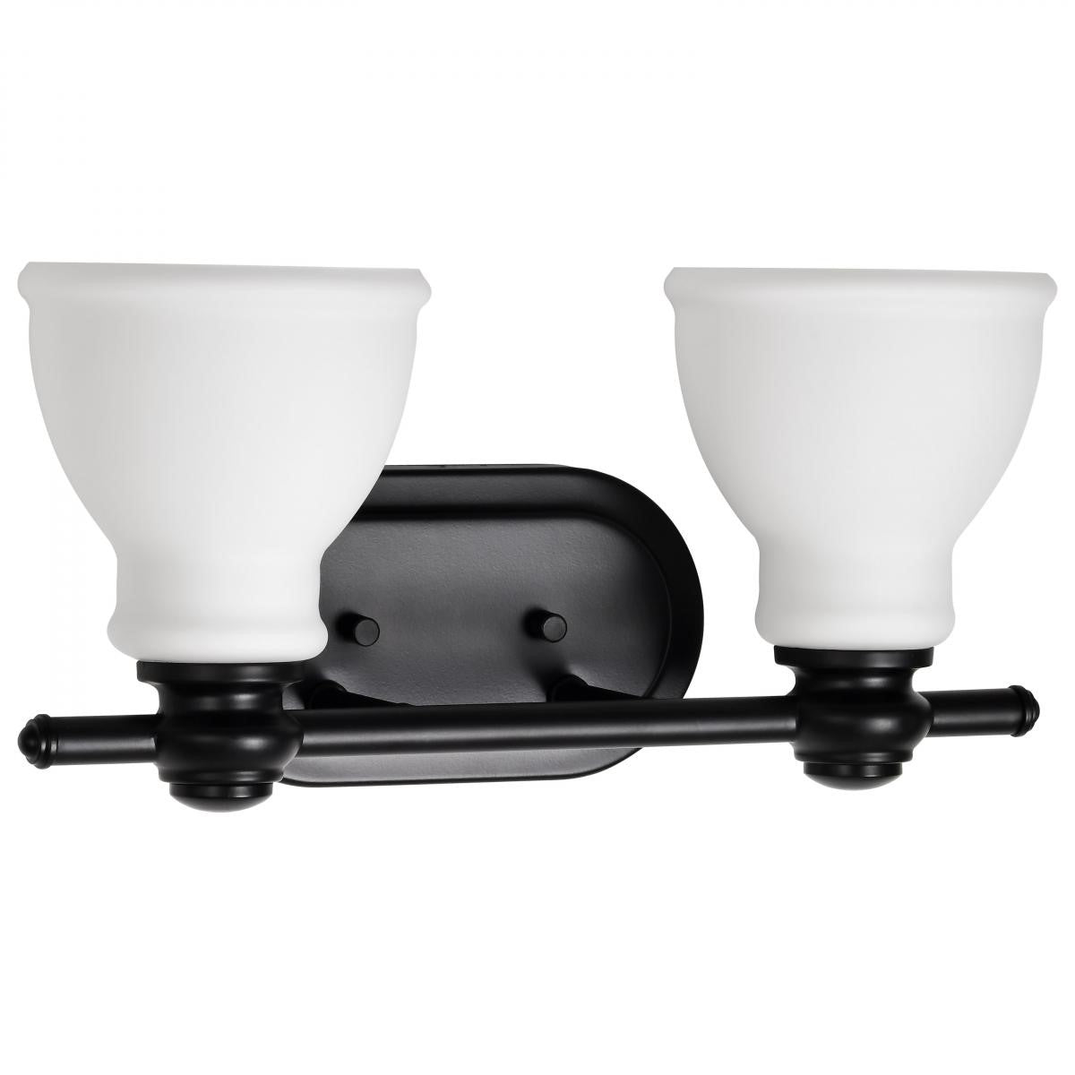 Russel 15" 2 Lights Bathroom Vanity Light, Matte Black Finish - Bees Lighting