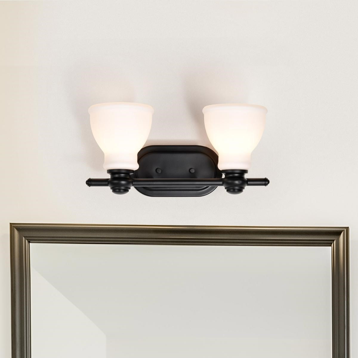 Russel 15" 2 Lights Bathroom Vanity Light, Matte Black Finish - Bees Lighting