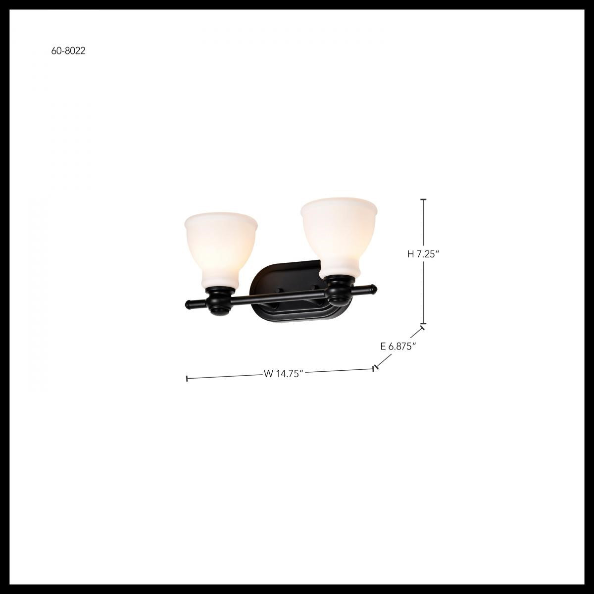 Russel 15" 2 Lights Bathroom Vanity Light, Matte Black Finish - Bees Lighting