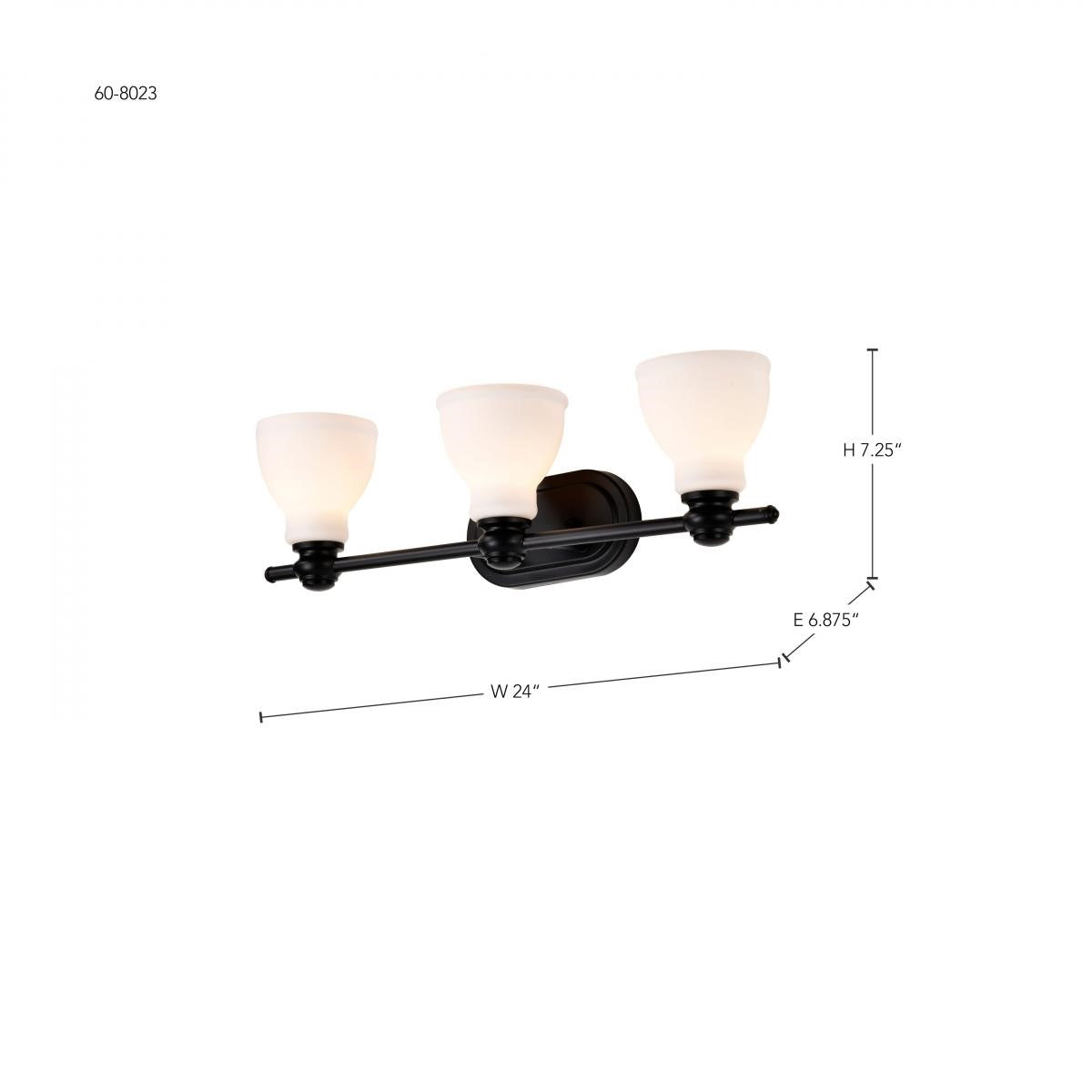 Russel 24" 3 Lights Bathroom Vanity Light, Matte Black Finish - Bees Lighting
