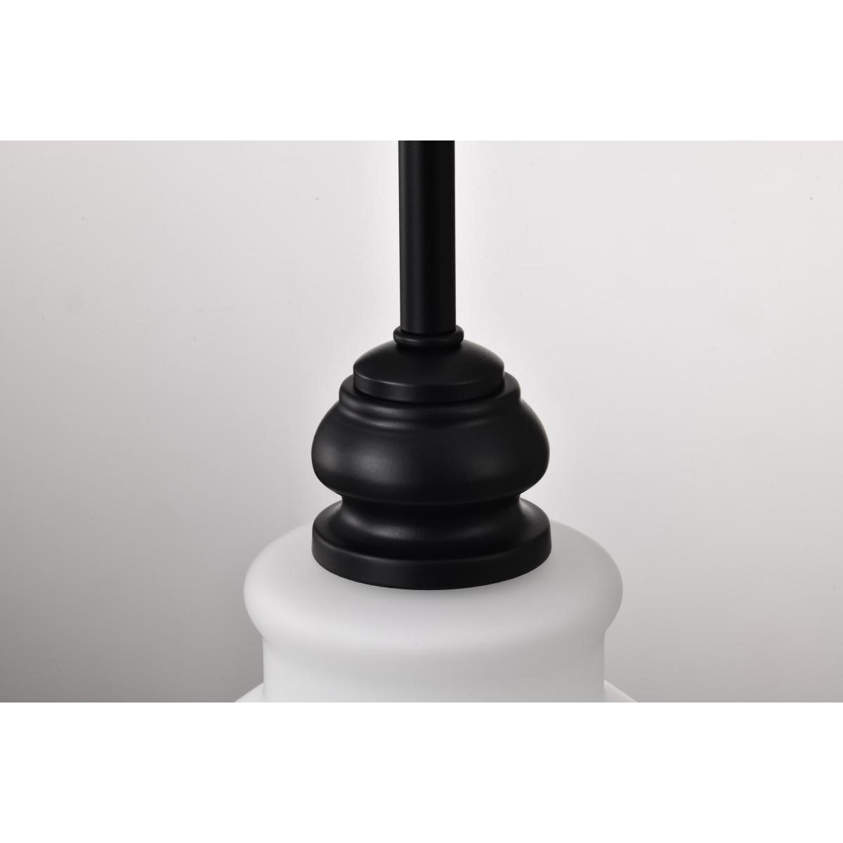 Russel Pendant Light, Matte Black Finish, Satin White Glass - Bees Lighting
