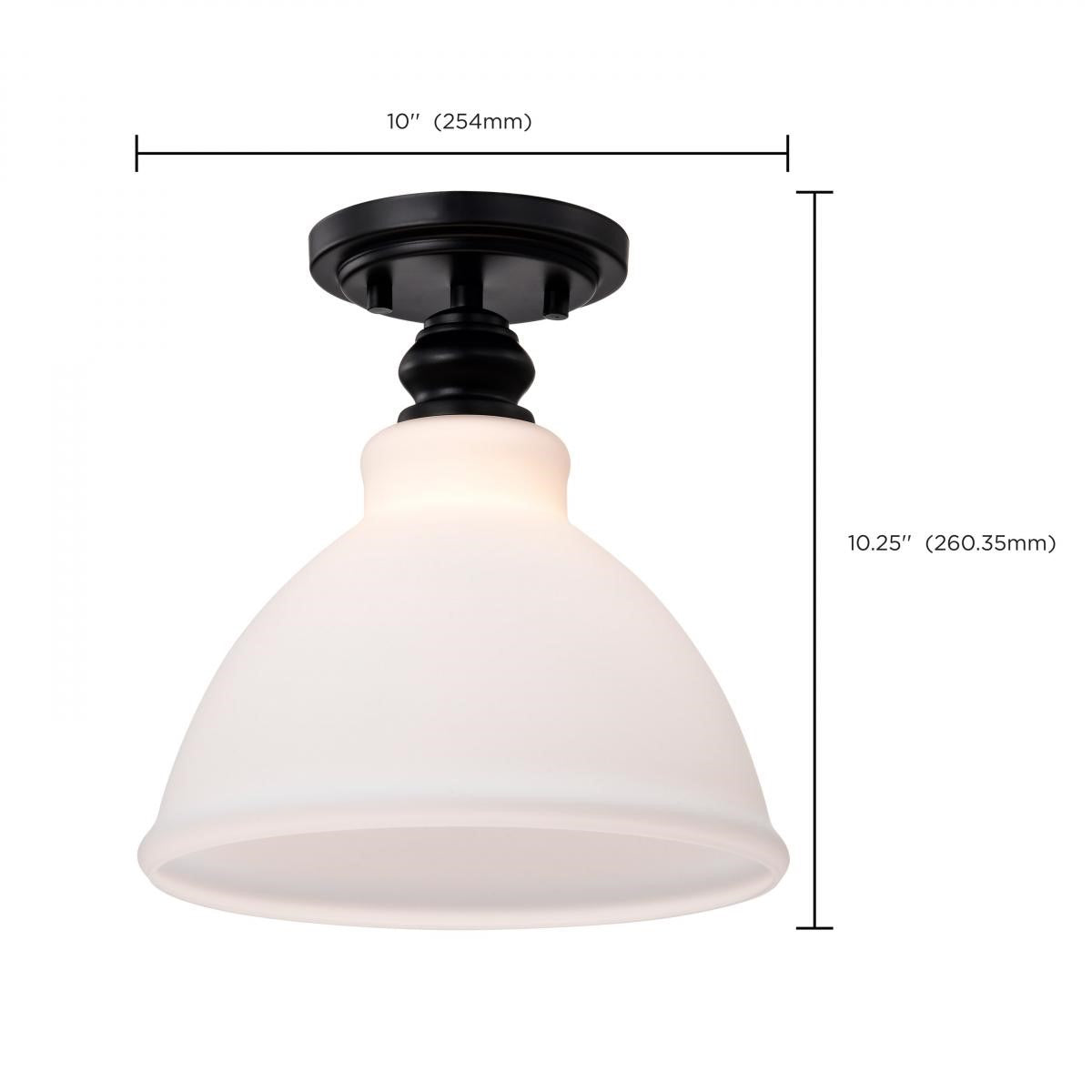 Russel 10" Semi-flush Mount Light, Matte Black Finish - Bees Lighting