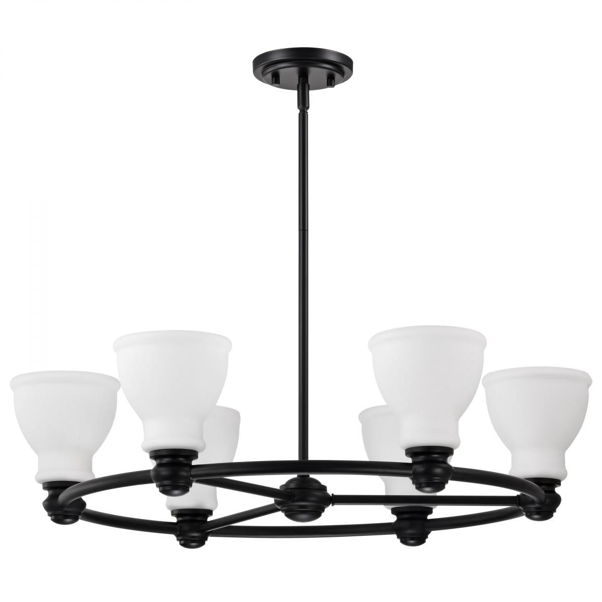 Russel 28" 6 Lights Chandelier, Matte Black Finish - Bees Lighting
