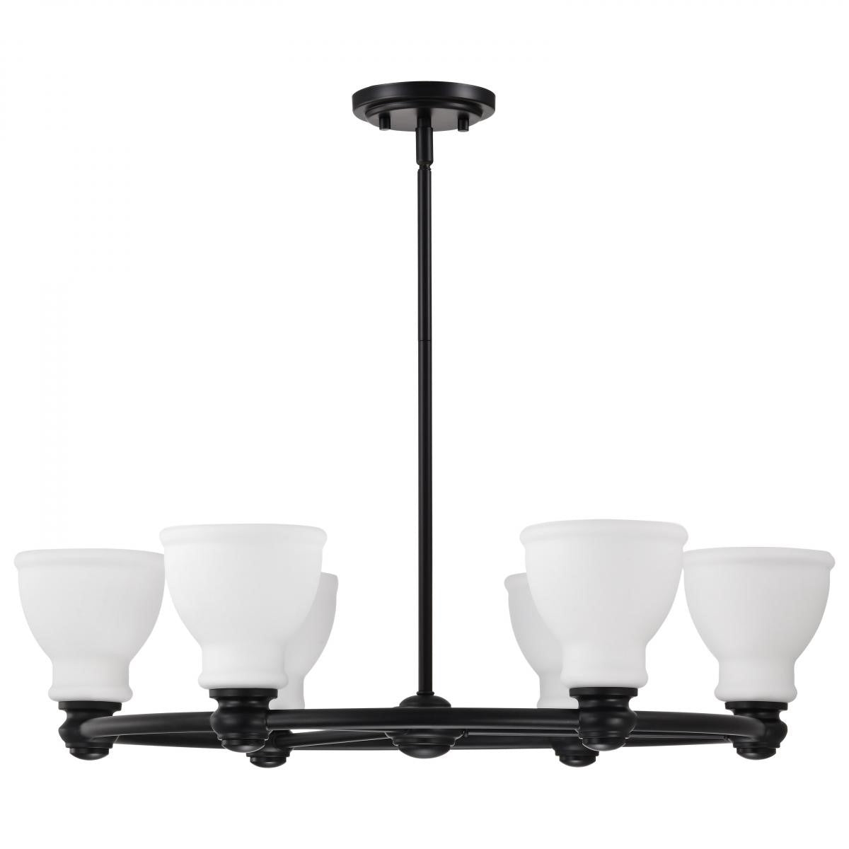 Russel 28" 6 Lights Chandelier, Matte Black Finish - Bees Lighting