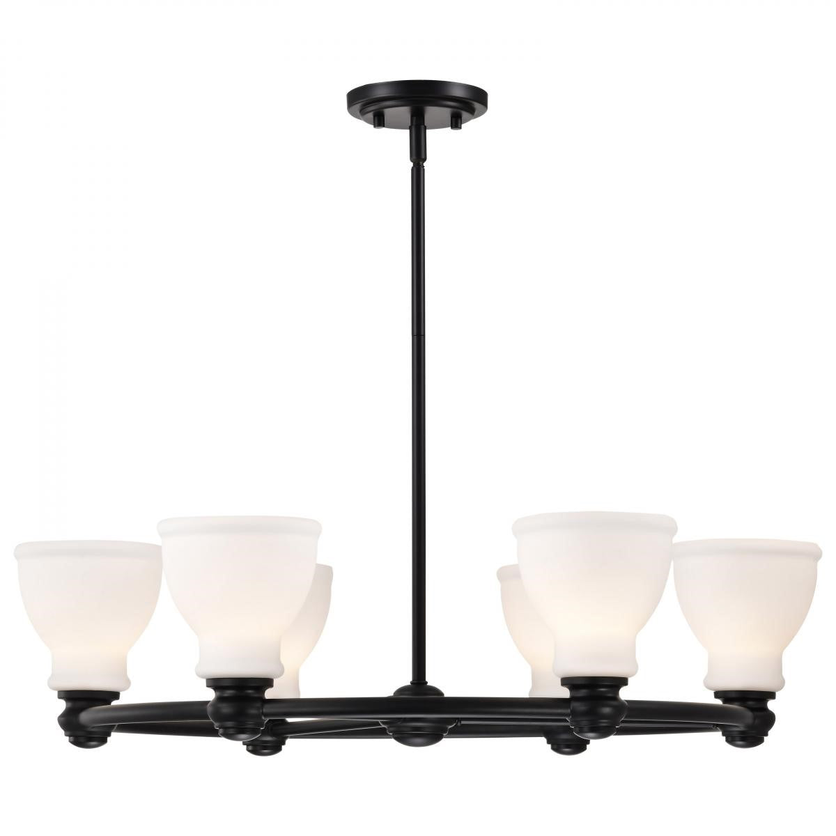 Russel 28" 6 Lights Chandelier, Matte Black Finish - Bees Lighting