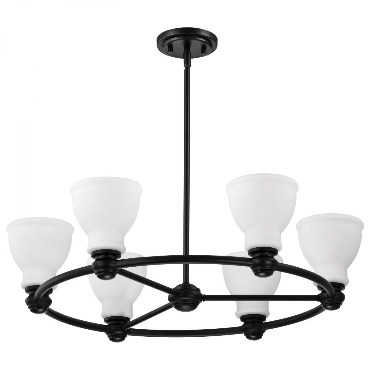 Russel 28" 6 Lights Chandelier, Matte Black Finish - Bees Lighting