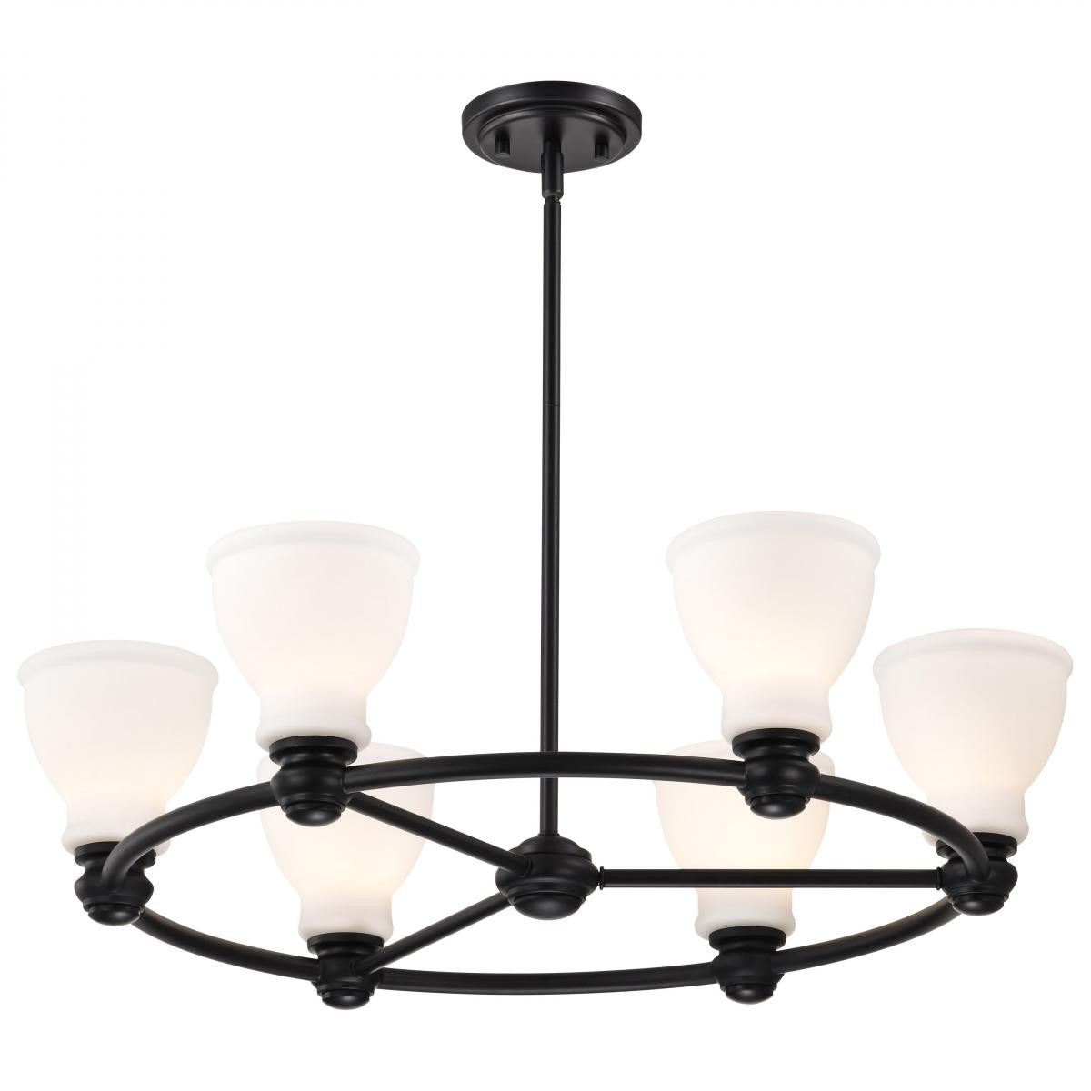 Russel 28" 6 Lights Chandelier, Matte Black Finish - Bees Lighting