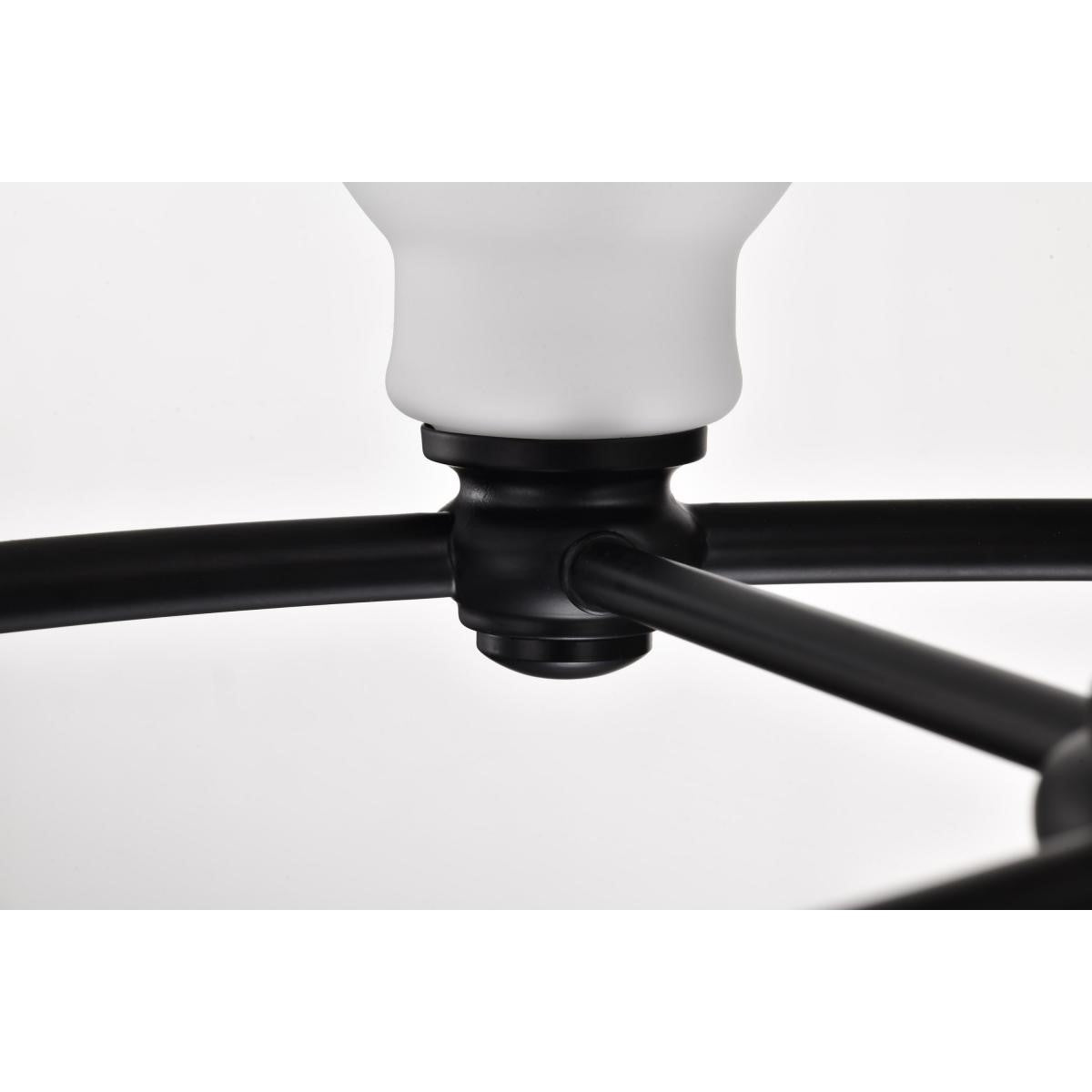 Russel 28" 6 Lights Chandelier, Matte Black Finish - Bees Lighting