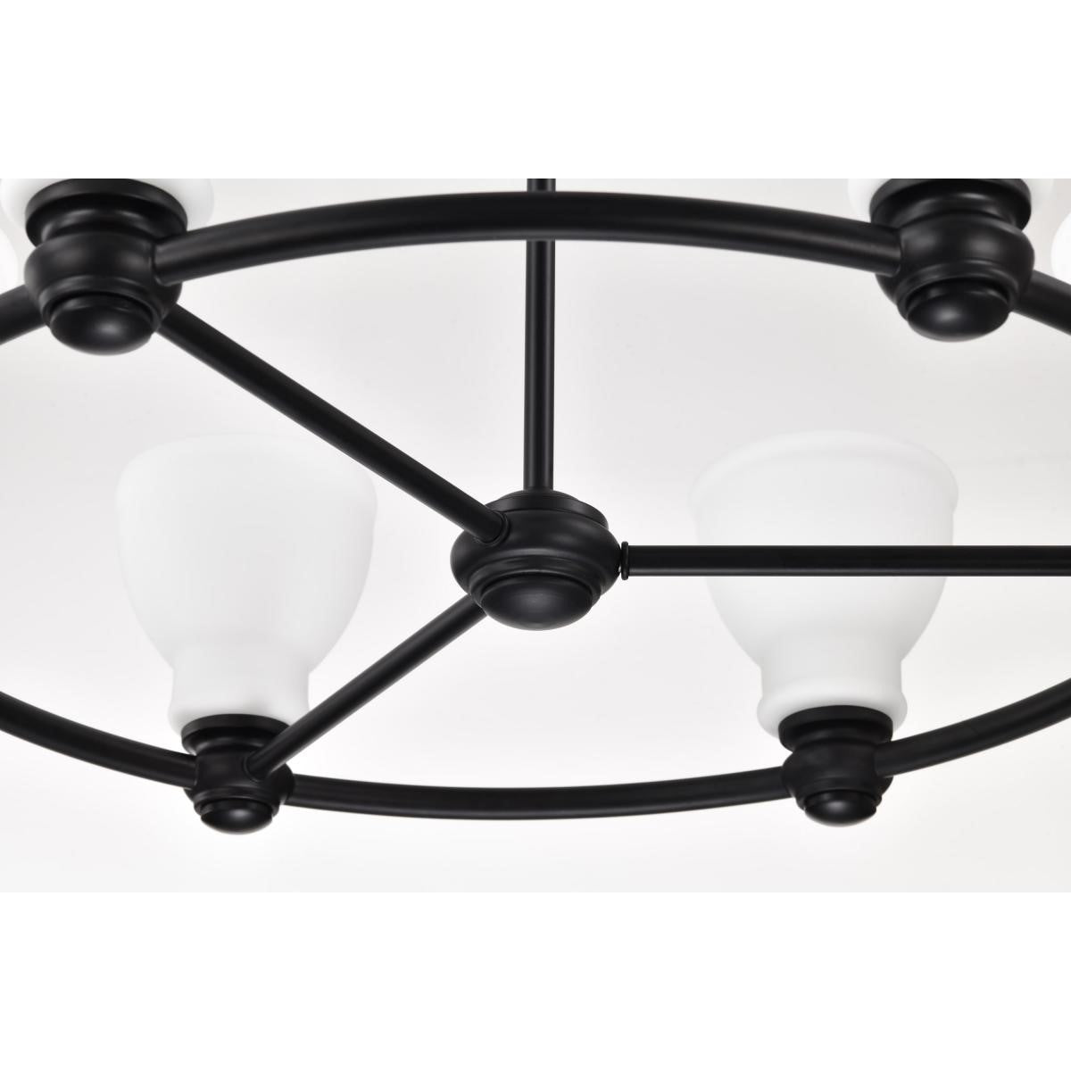 Russel 28" 6 Lights Chandelier, Matte Black Finish - Bees Lighting