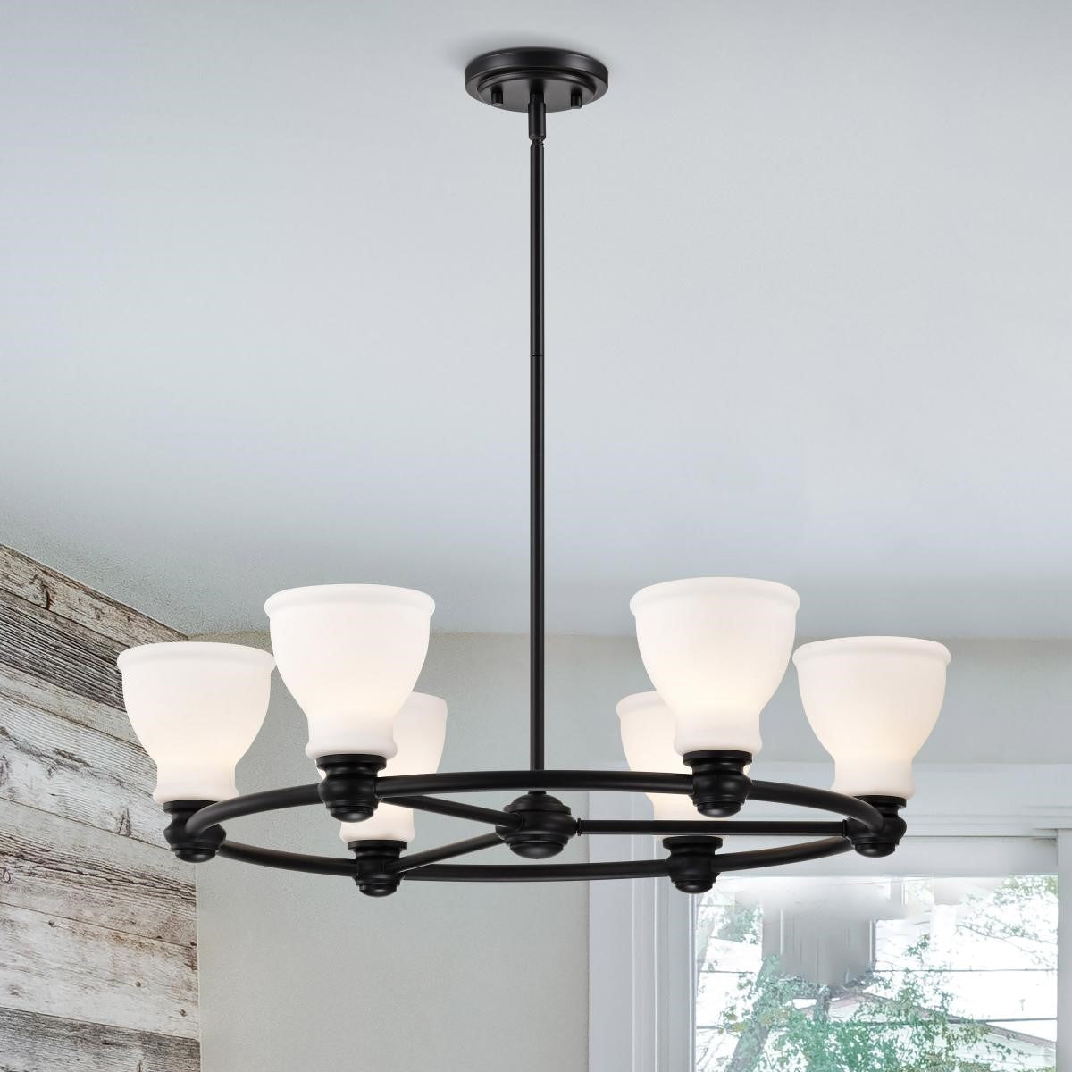 Russel 28" 6 Lights Chandelier, Matte Black Finish - Bees Lighting