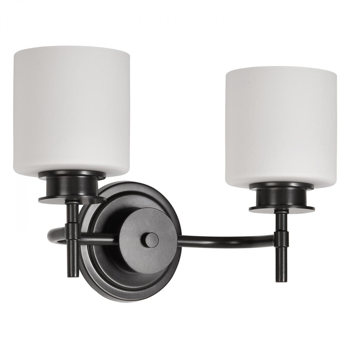 Warren Bathroom Vanity Light, Gun Metal Finish, Satin White Glass