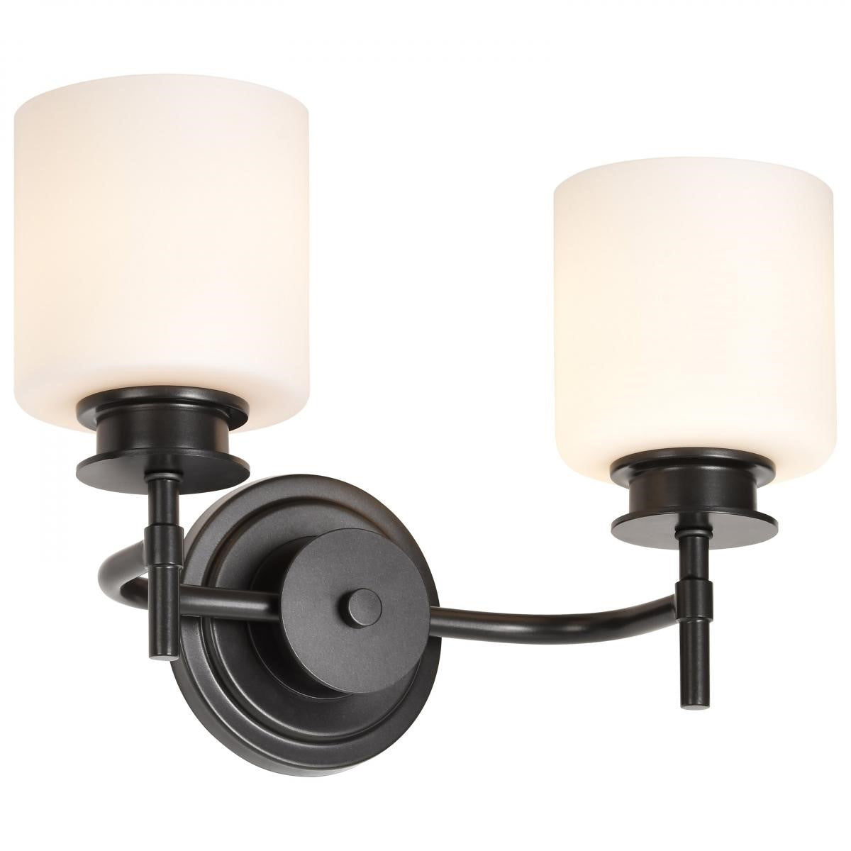 Warren Bathroom Vanity Light, Gun Metal Finish, Satin White Glass
