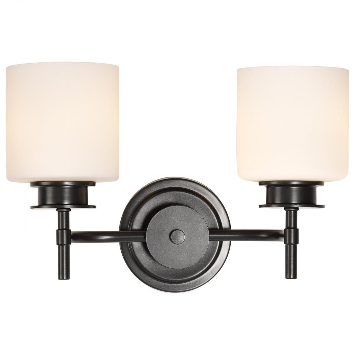 Warren Bathroom Vanity Light, Gun Metal Finish, Satin White Glass - Bees Lighting