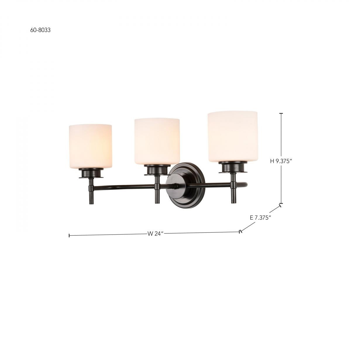 Warren 24" 3 Lights Bathroom Vanity Light, Gun Metal Finish - Bees Lighting