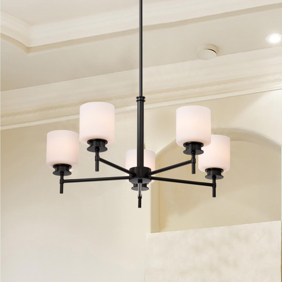 Warren 28" 5 Lights Chandelier, Gun Metal Finish - Bees Lighting