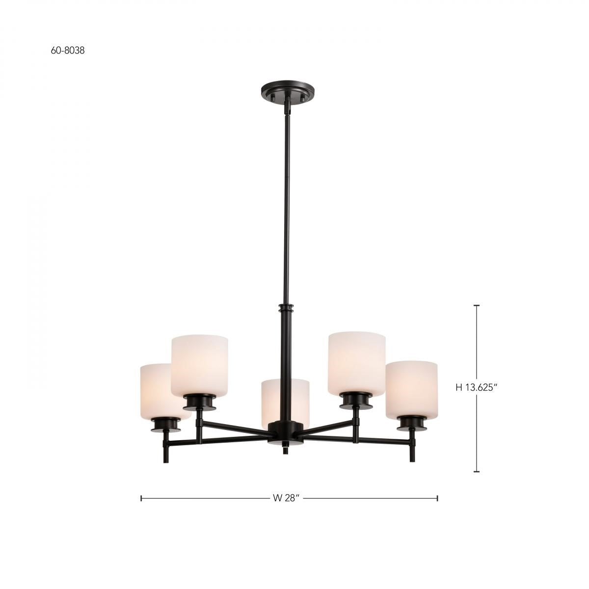 Warren 28" 5 Lights Chandelier, Gun Metal Finish - Bees Lighting