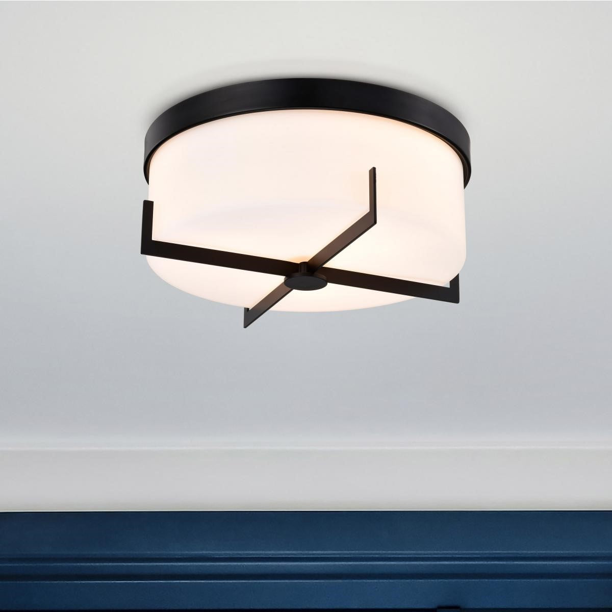 Roselle 15" Flush Mount Light, Matte Black Finish - Bees Lighting