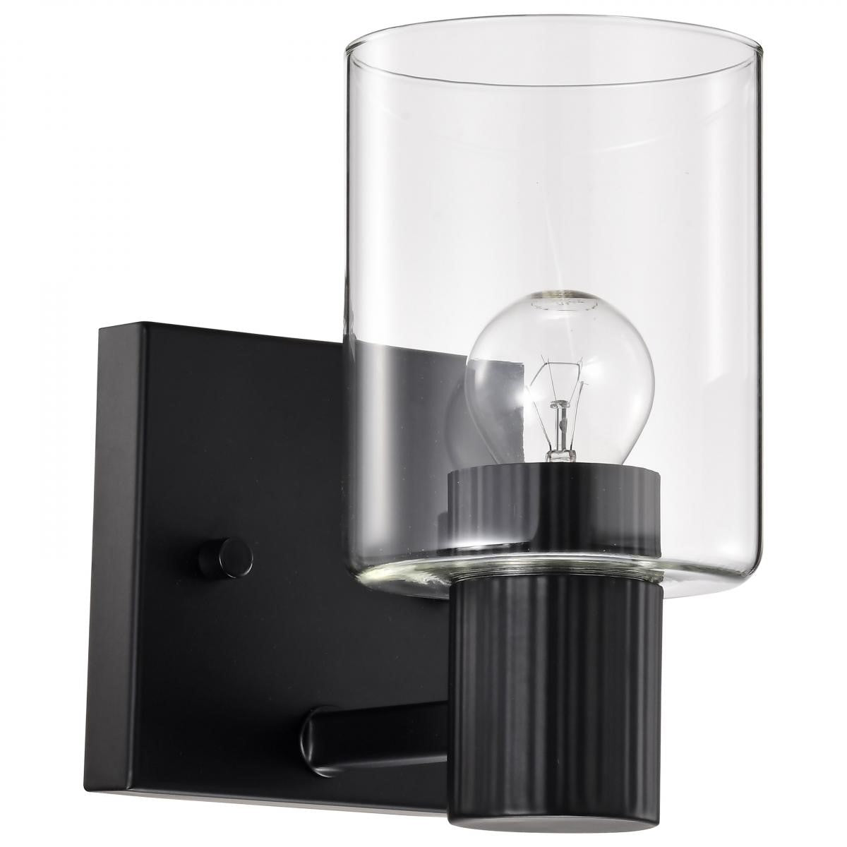 Clarksville Vanity Light, Matte Black Finish, Clear Glass