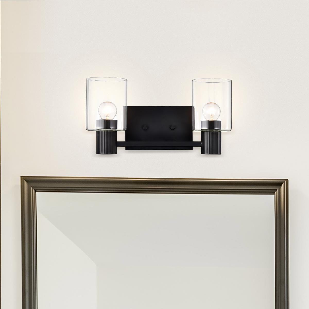 Clarksville 14" 2 Lights Bathroom Vanity Light, Matte Black Finish - Bees Lighting