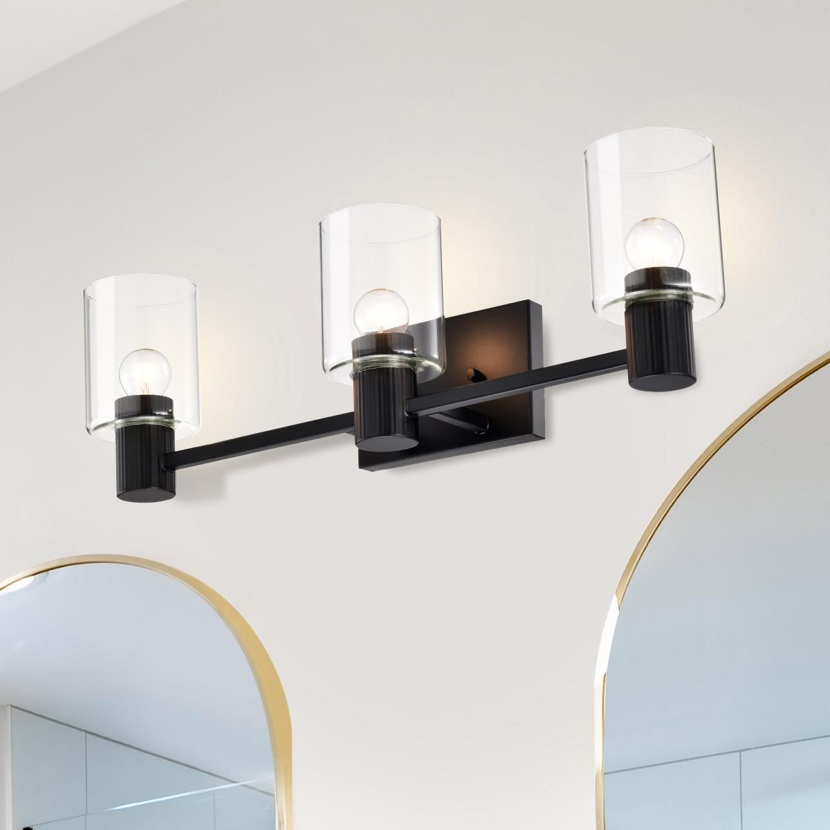 Clarksville 24" 3 Lights Bathroom Vanity Light, Matte Black Finish - Bees Lighting