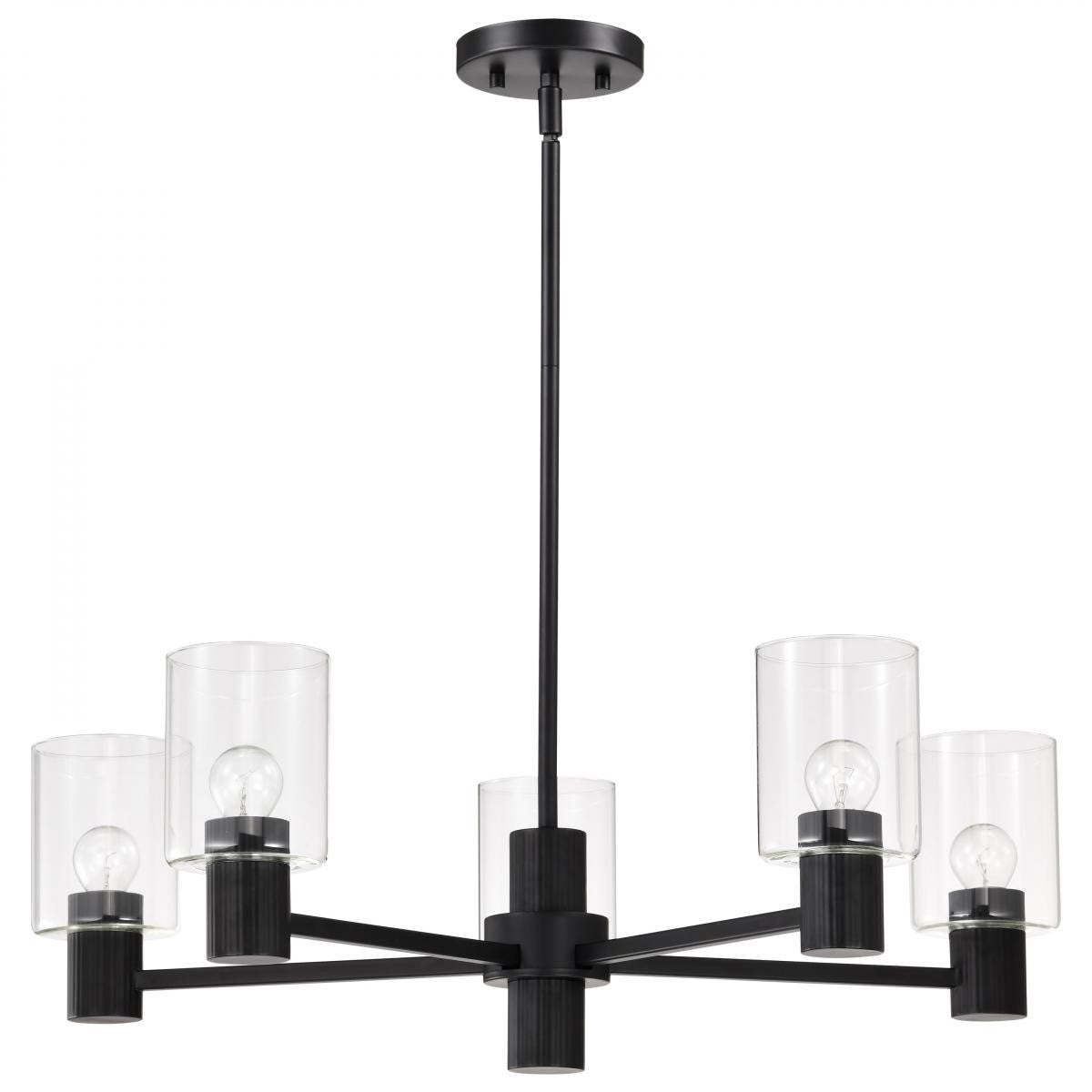 Clarksville 28" 5 Lights Chandelier, Matte Black Finish - Bees Lighting