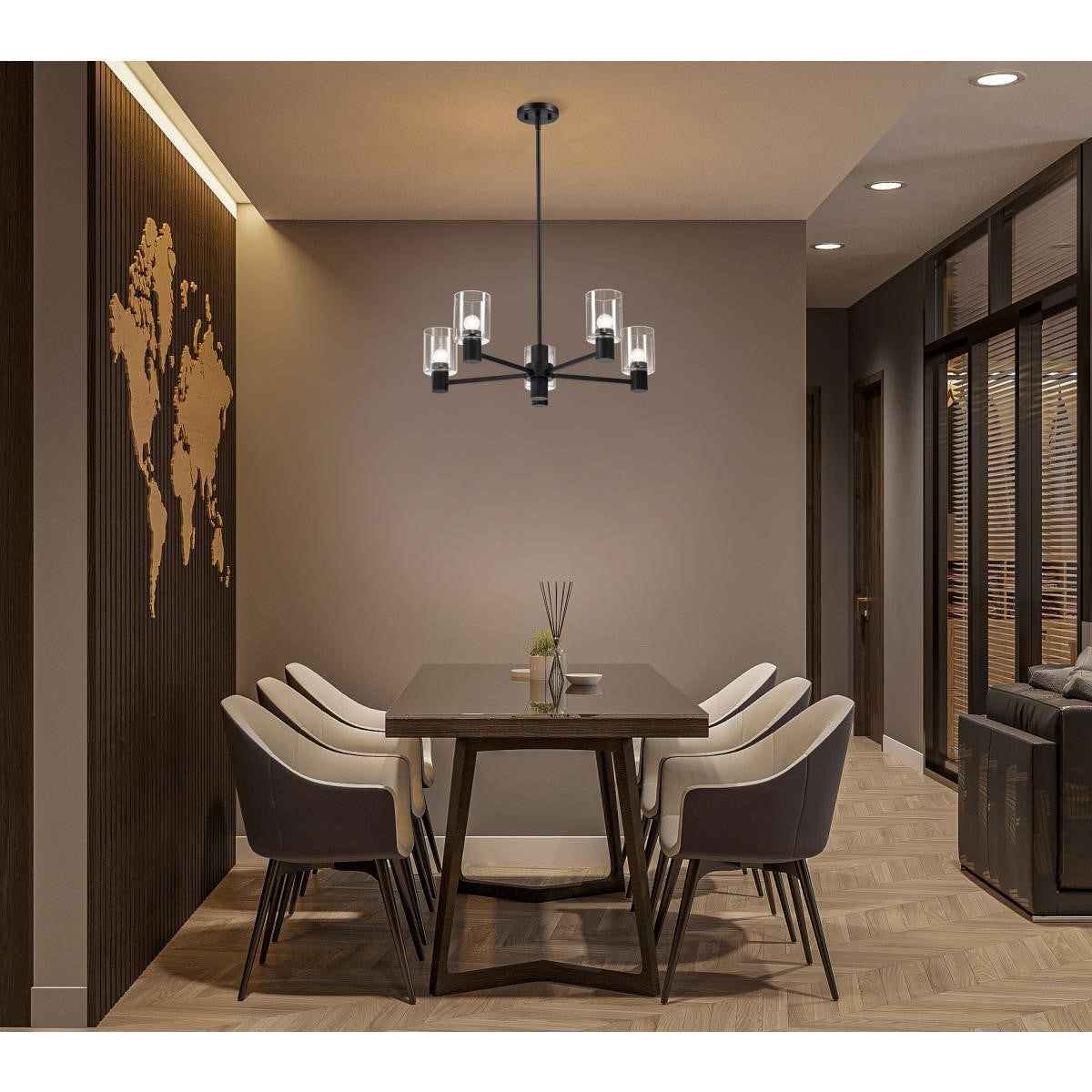 Clarksville 28" 5 Lights Chandelier, Matte Black Finish - Bees Lighting