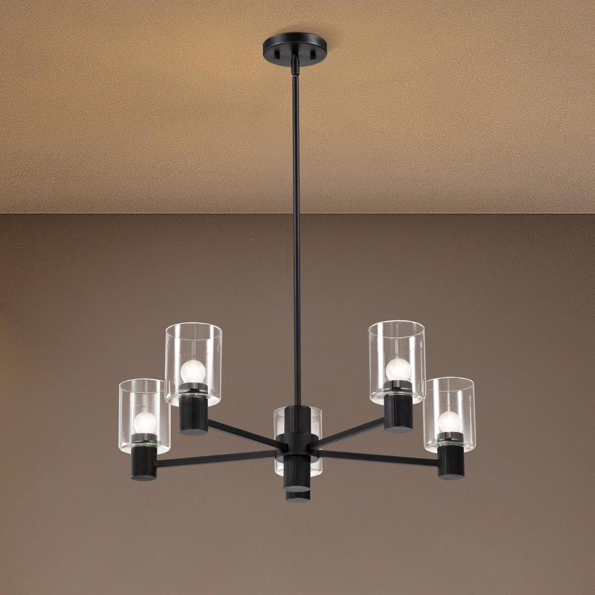 Clarksville 28" 5 Lights Chandelier, Matte Black Finish - Bees Lighting