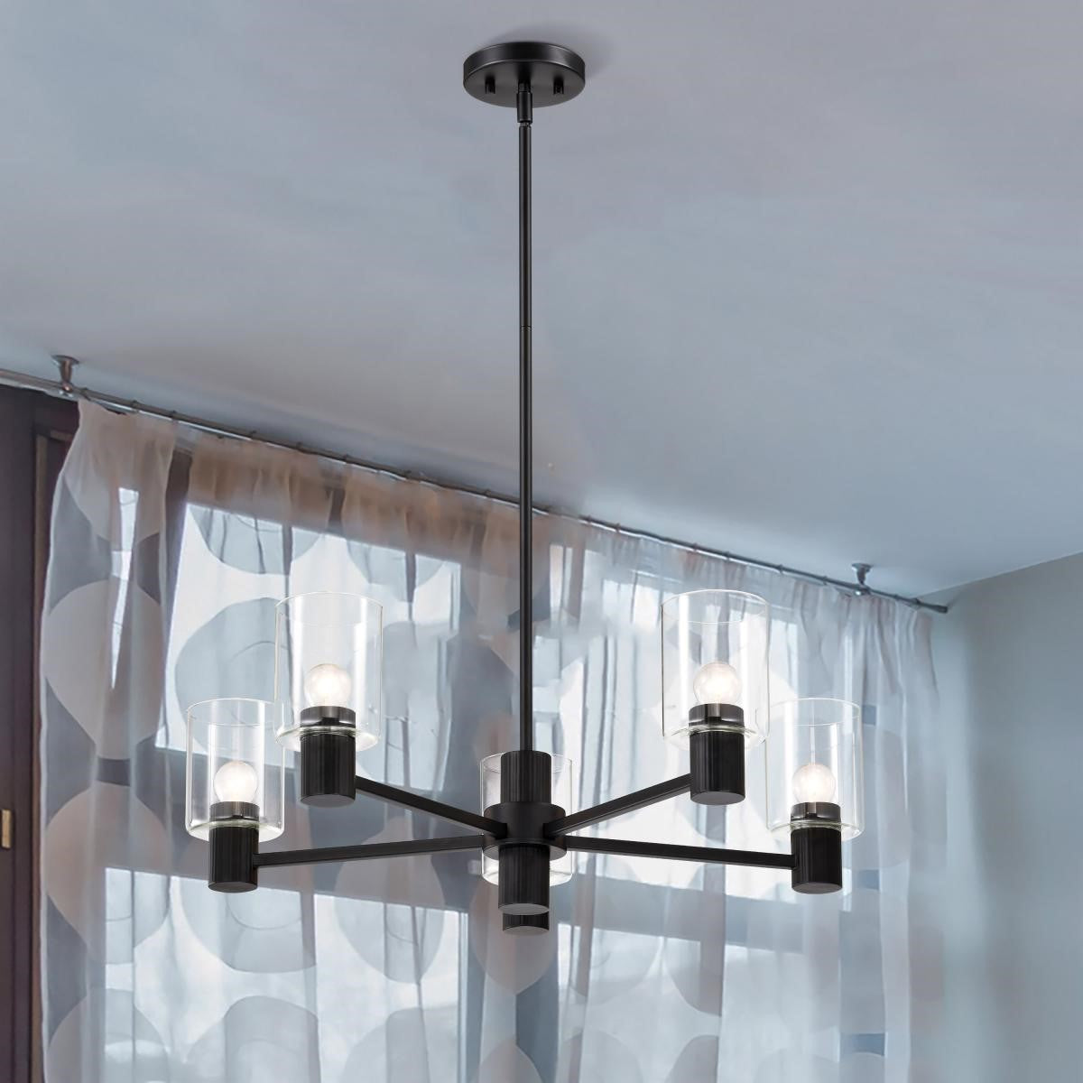 Clarksville 28" 5 Lights Chandelier, Matte Black Finish - Bees Lighting