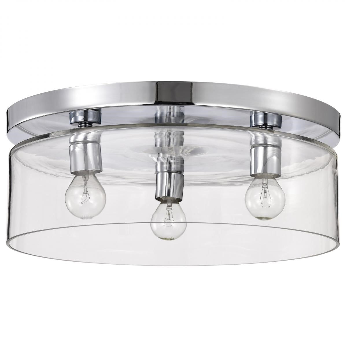 Marlowe 15" 3 Lights Flush Mount, Polished Nickel Finish - Bees Lighting