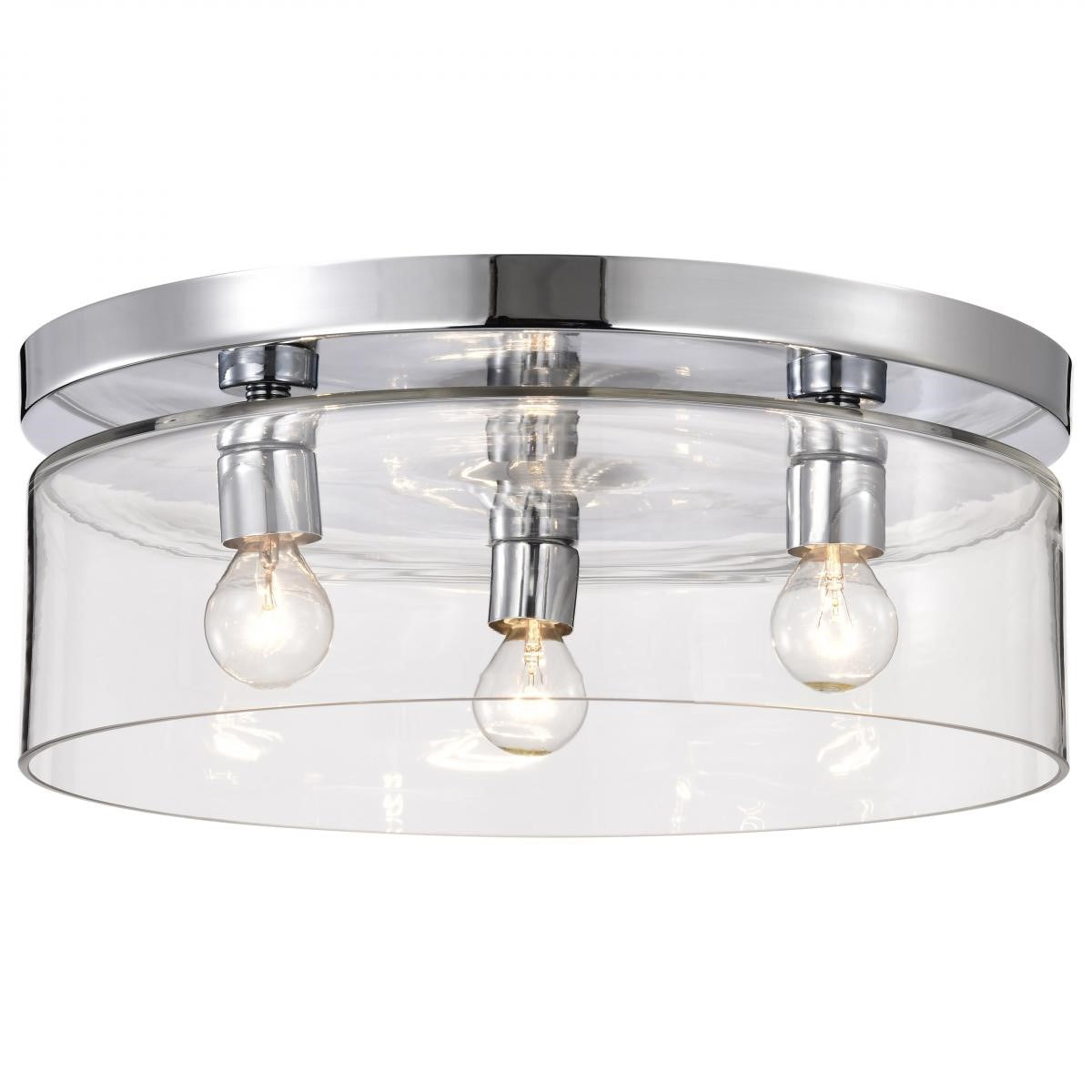 Marlowe 15" 3 Lights Flush Mount, Polished Nickel Finish - Bees Lighting
