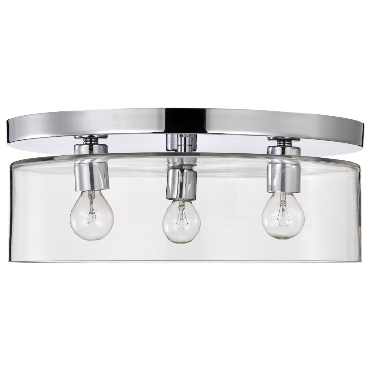 Marlowe 15" 3 Lights Flush Mount Light, Polished Nickel Finish - Bees Lighting