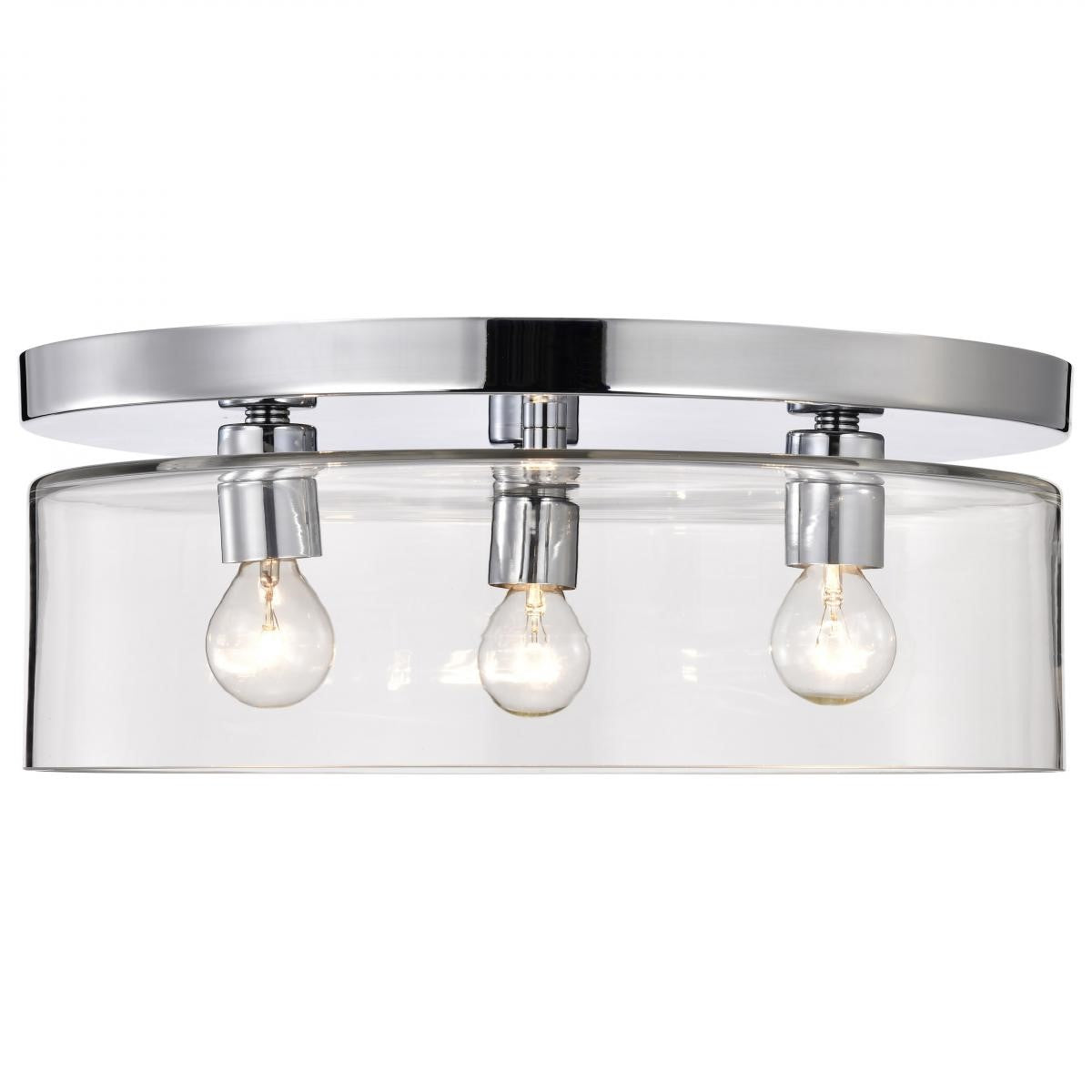 Marlowe 15" 3 Lights Flush Mount Light, Polished Nickel Finish - Bees Lighting
