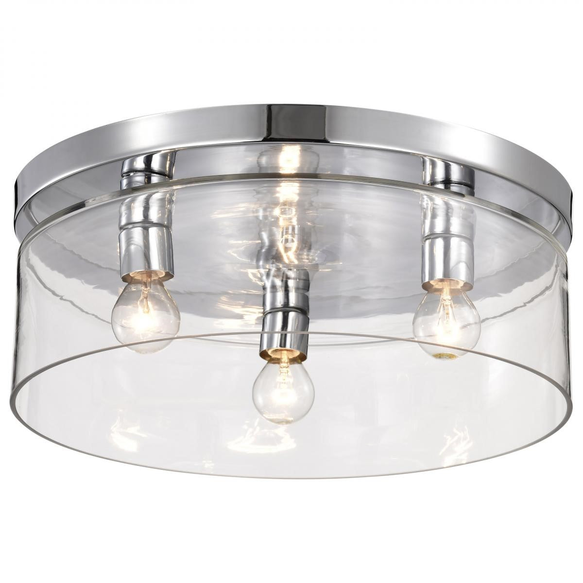 Marlowe 15" 3 Lights Flush Mount Light, Polished Nickel Finish - Bees Lighting