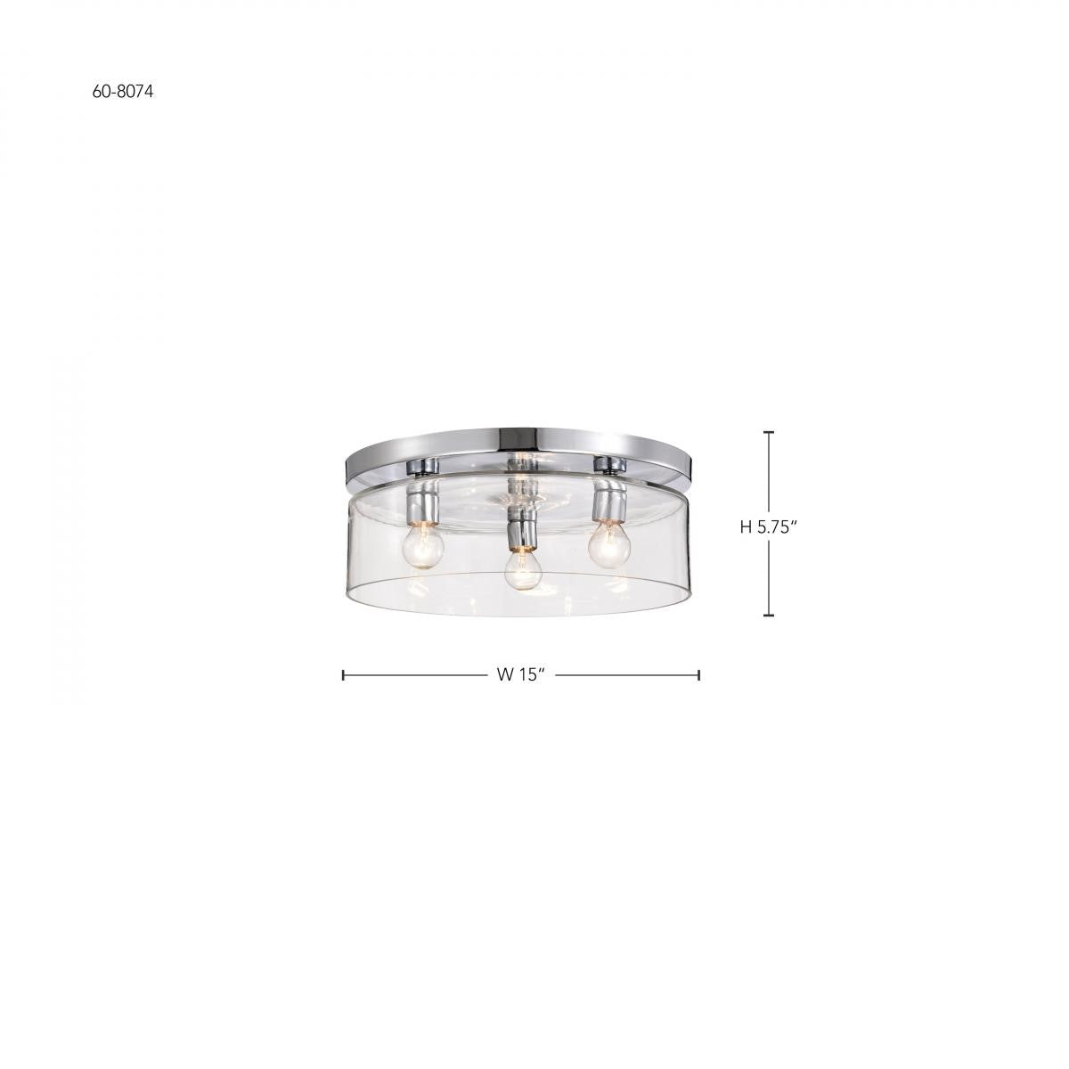 Marlowe 15" 3 Lights Flush Mount Light, Polished Nickel Finish - Bees Lighting
