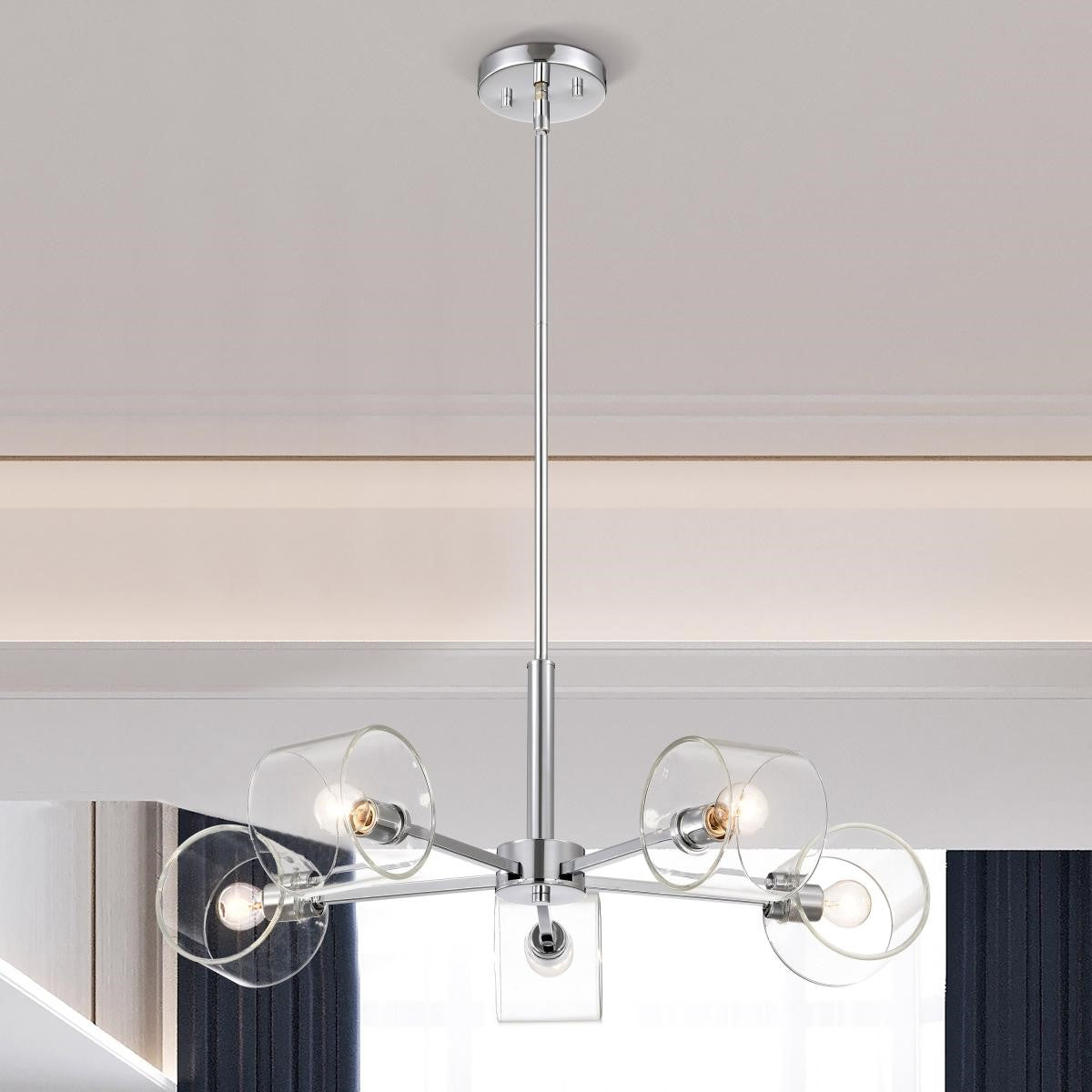 Marlowe 28" 5 Lights Chandelier, Polished Nickel Finish - Bees Lighting