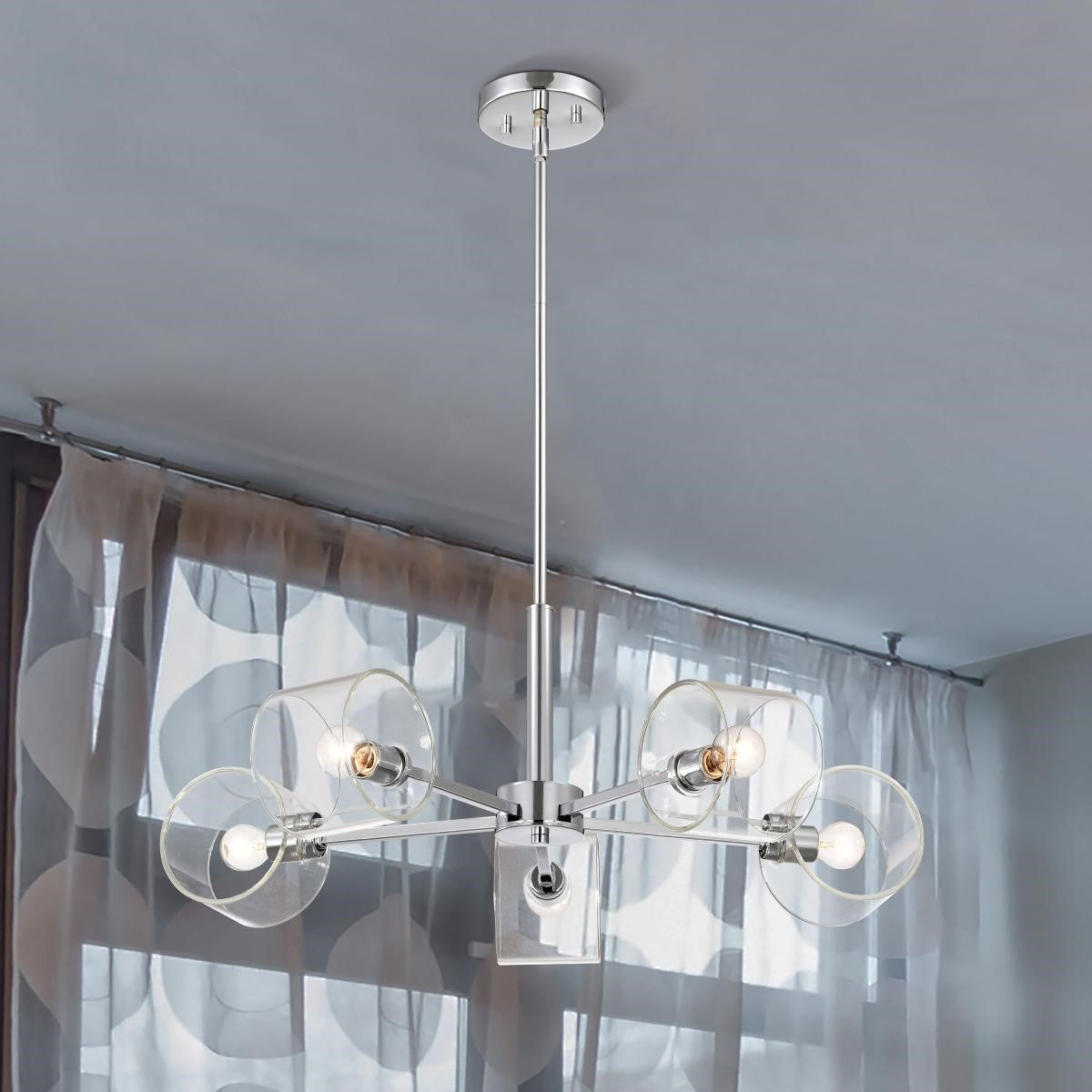 Marlowe 28" 5 Lights Chandelier, Polished Nickel Finish - Bees Lighting