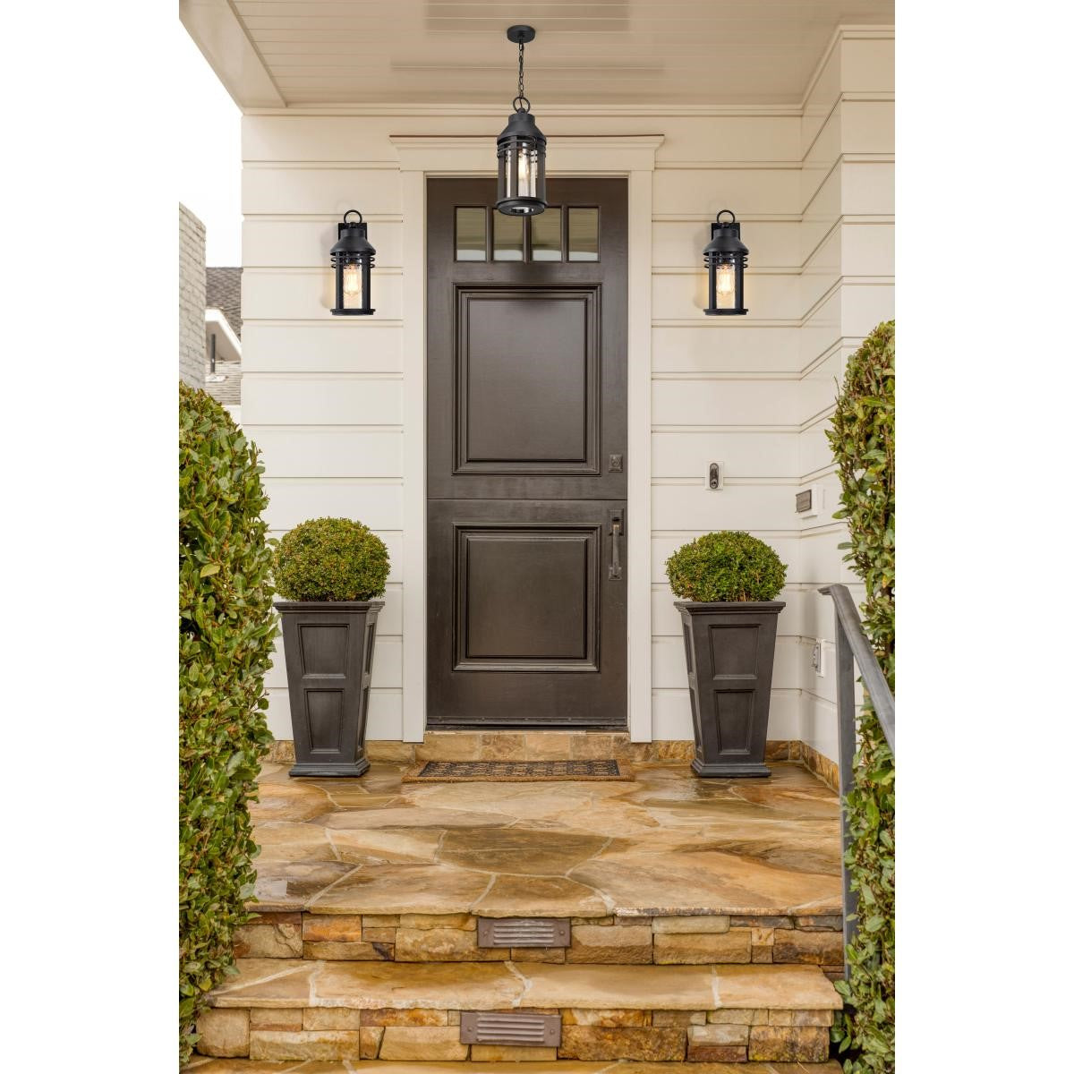 Wilton 1 Light Outdoor Wall Light, Matte Black Finish, Clear Seeded Glass - Bees Lighting