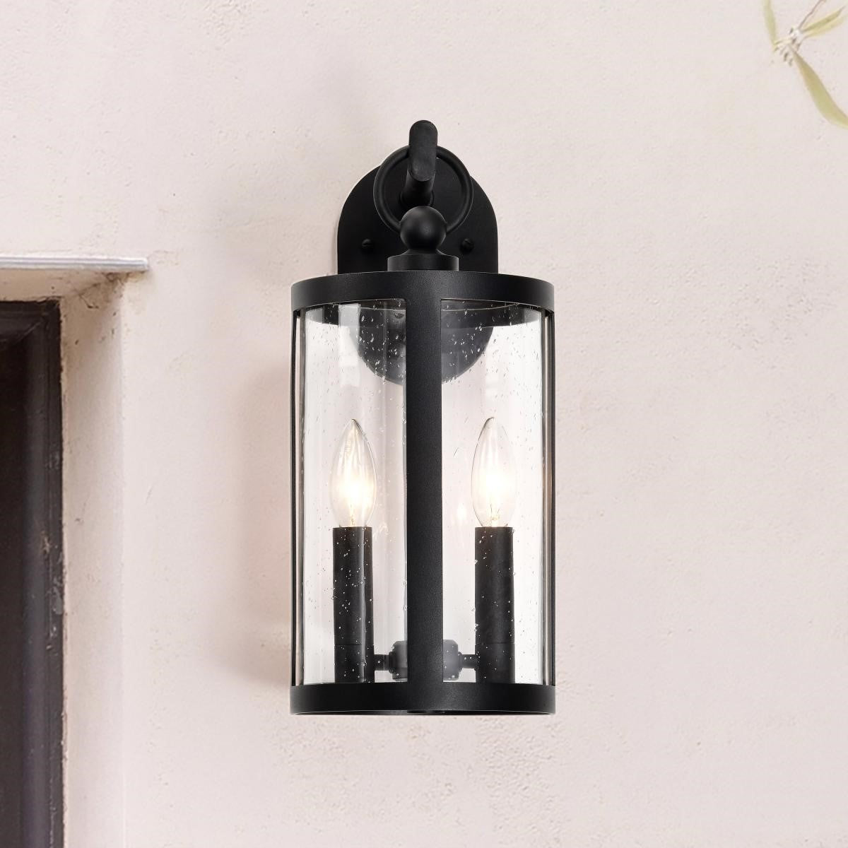 Broadstone 19" 2 Lights Outdoor Wall Light, Matte Black Finish - Bees Lighting